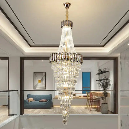 Modern gold spiral crystal chandelier living room cascading light