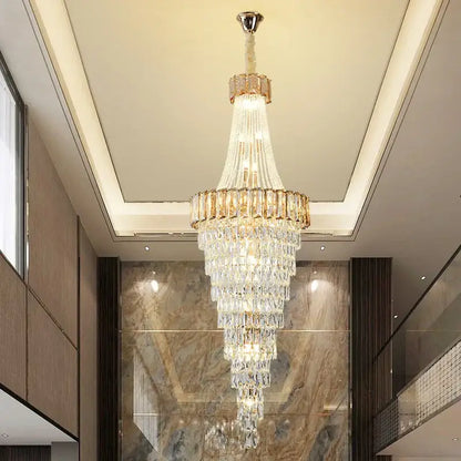 Modern gold spiral crystal chandelier living room cascading light