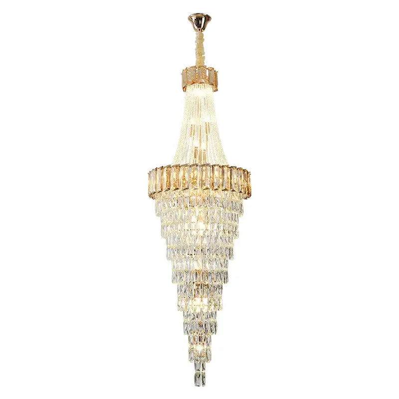 Modern gold spiral crystal chandelier living room cascading light