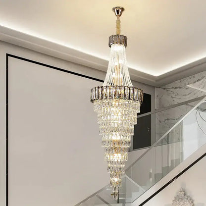 Modern gold spiral crystal chandelier living room cascading light