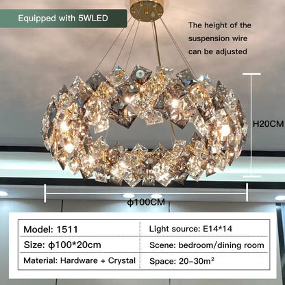 Modern gold crystal chandelier for dining room