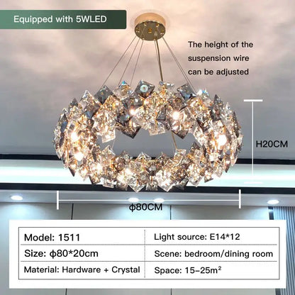 Modern gold crystal chandelier for dining room