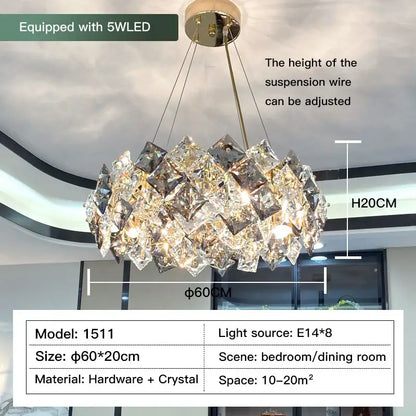 Modern gold crystal chandelier for dining room