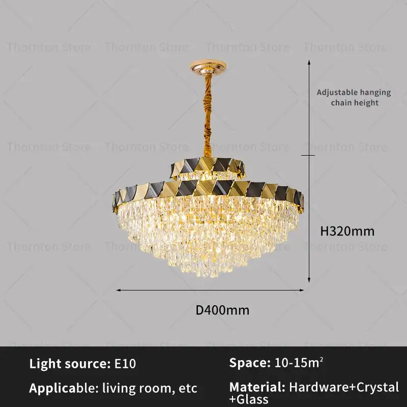 Modern gold & black crystal chandelier living room light