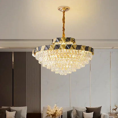 Modern gold & black crystal chandelier living room light