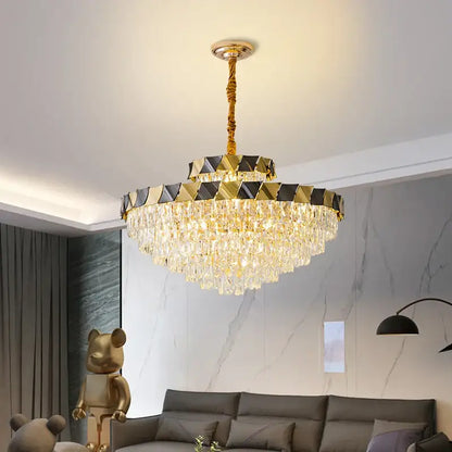Modern gold & black crystal chandelier living room light