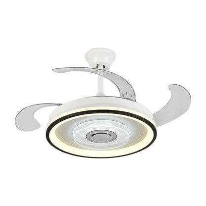 Modern black & white crystal chandelier led ceiling fan living room