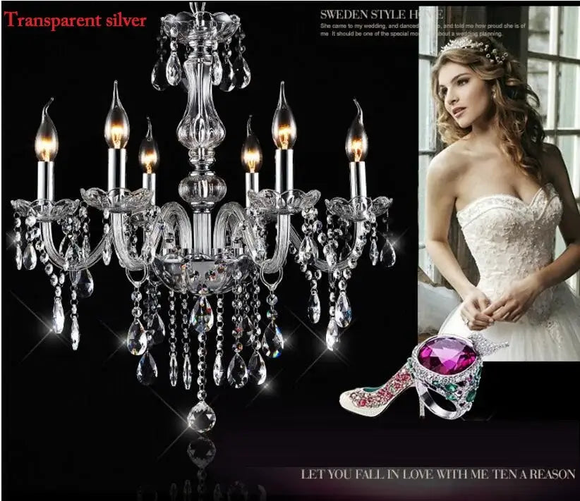 Modern silver crystal chandelier for dining room