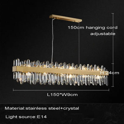 Modern gold oval crystal chandelier led dining room light