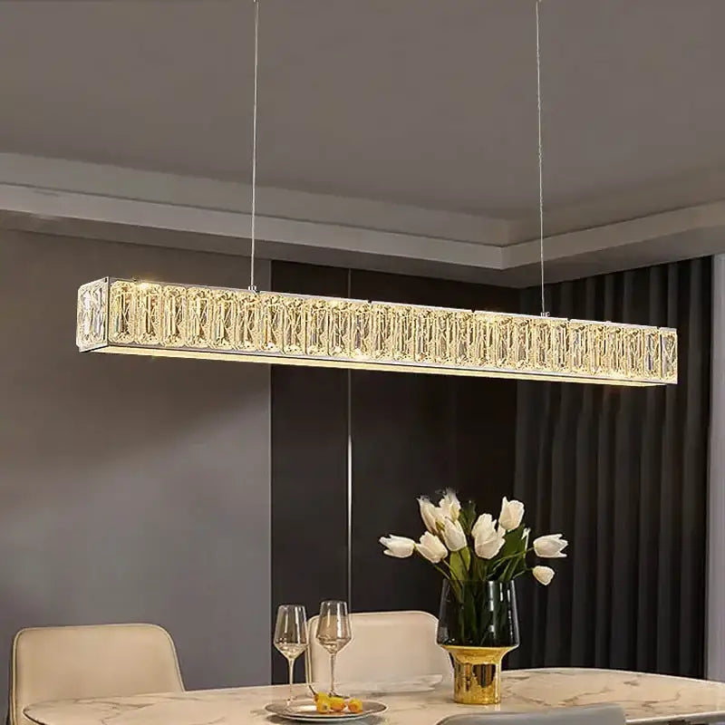 Modern golden crystal chandelier led dining room pendant light