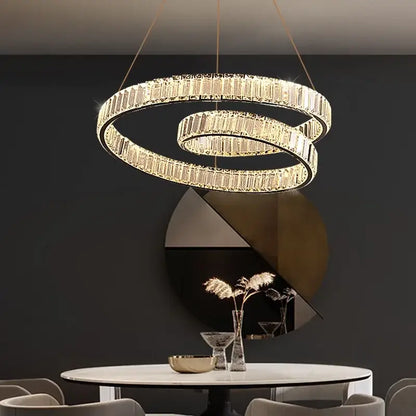 Modern gold crystal chandelier led light fixture dining room