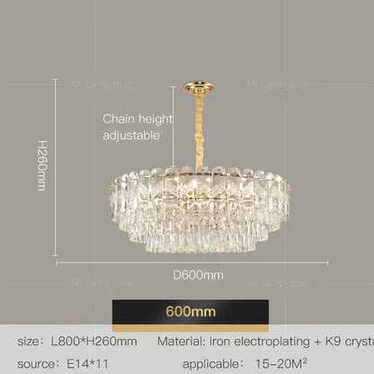Modern luxury gold crystal chandelier dining room light