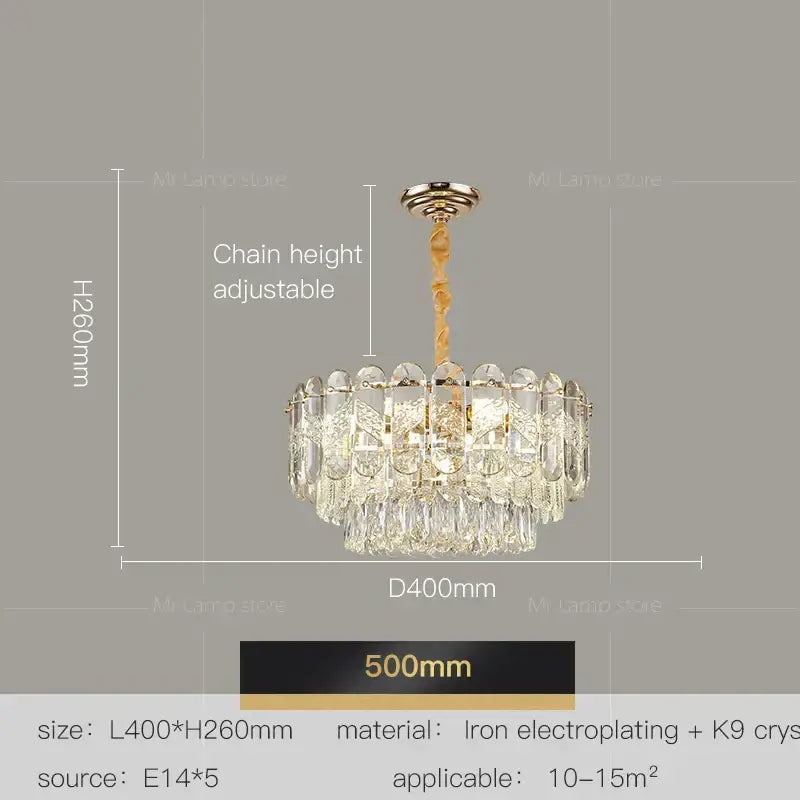 Modern luxury gold crystal chandelier dining room light