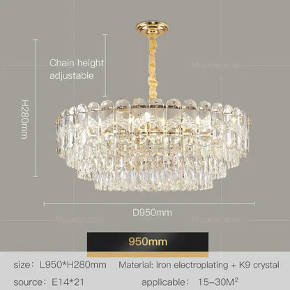 Modern luxury gold crystal chandelier dining room light