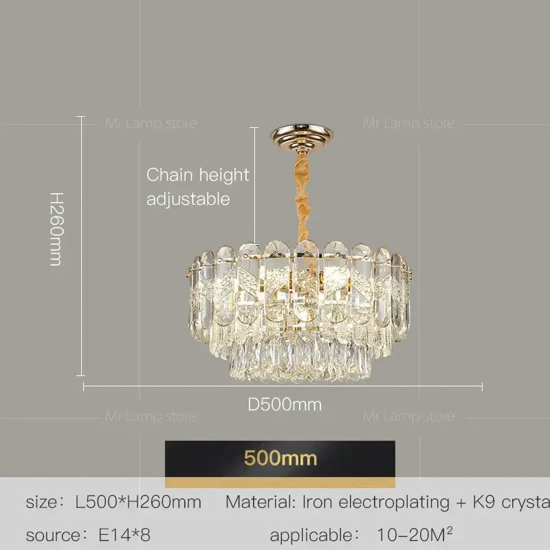 Modern luxury gold crystal chandelier dining room light