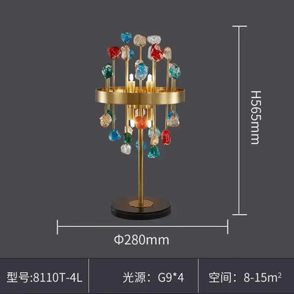 Multicolor crystal chandelier gold lighting fixture for dining room