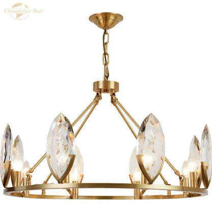 Luxury gold circular crystal chandelier living room led light