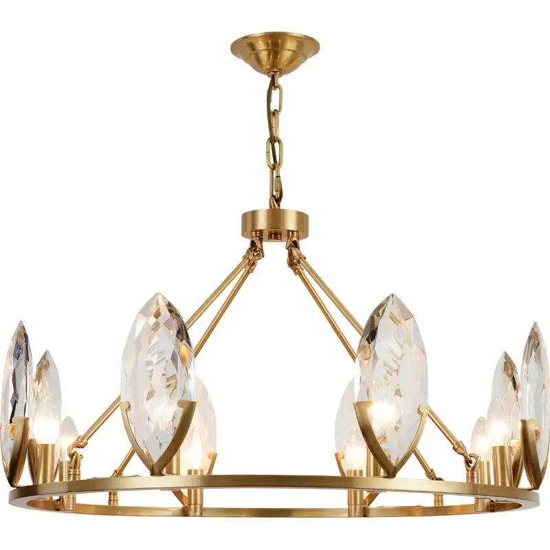 Luxury gold circular crystal chandelier living room led light