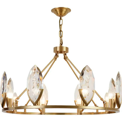 Luxury gold circular crystal chandelier living room led light