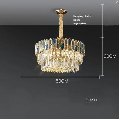 Gold and blue crystal chandelier led living room lighting