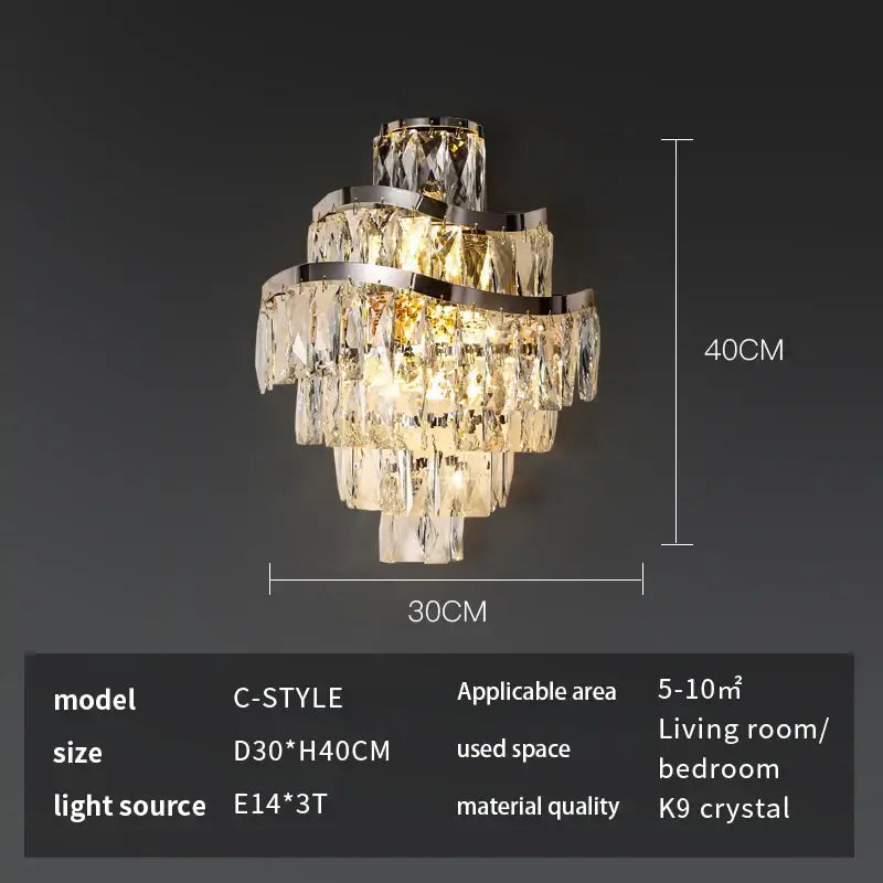 crystal chandelier golden layered light for living room