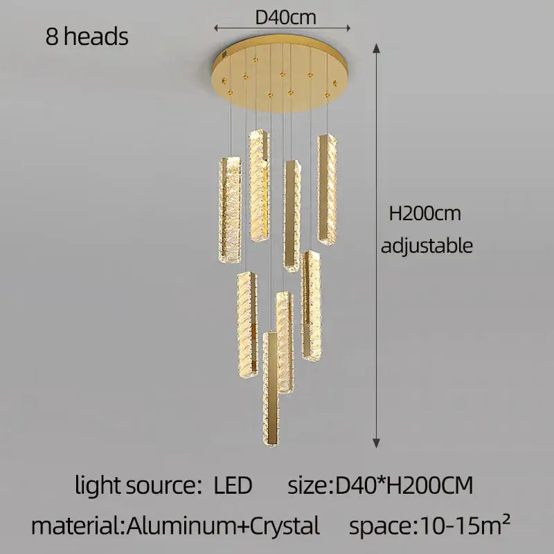 Modern golden crystal chandelier led dining room light
