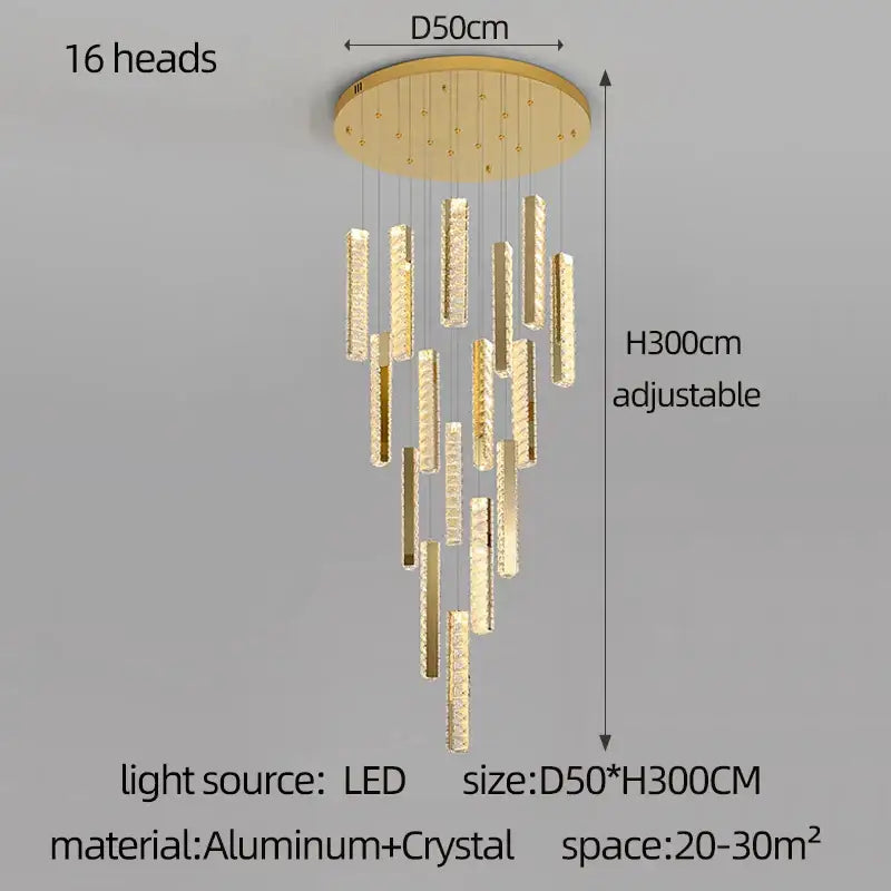 Modern golden crystal chandelier led dining room light
