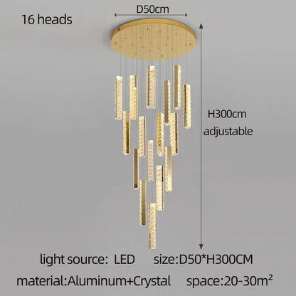 Modern golden crystal chandelier led dining room light