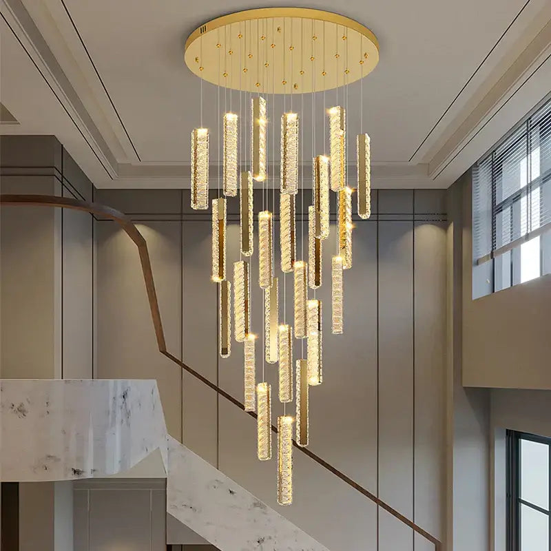 Modern golden crystal chandelier led dining room light