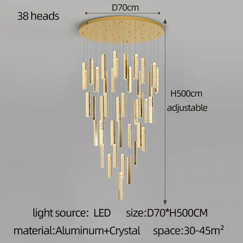 Modern golden crystal chandelier led dining room light