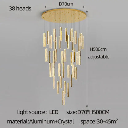 Modern golden crystal chandelier led dining room light