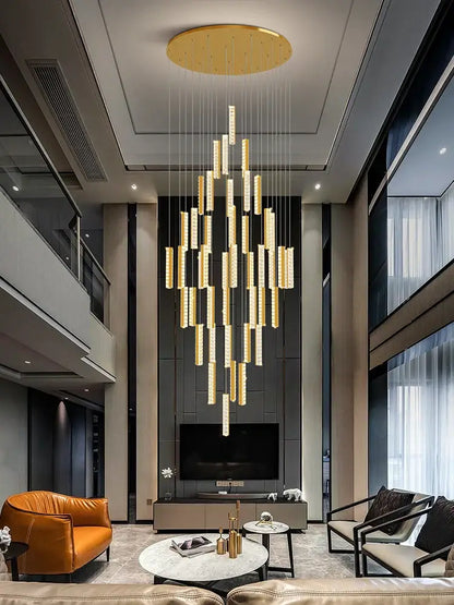 Modern golden crystal chandelier led dining room light