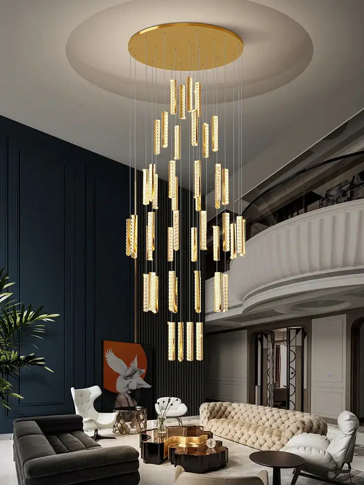 Modern golden crystal chandelier led dining room light