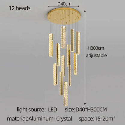 Modern golden crystal chandelier led dining room light