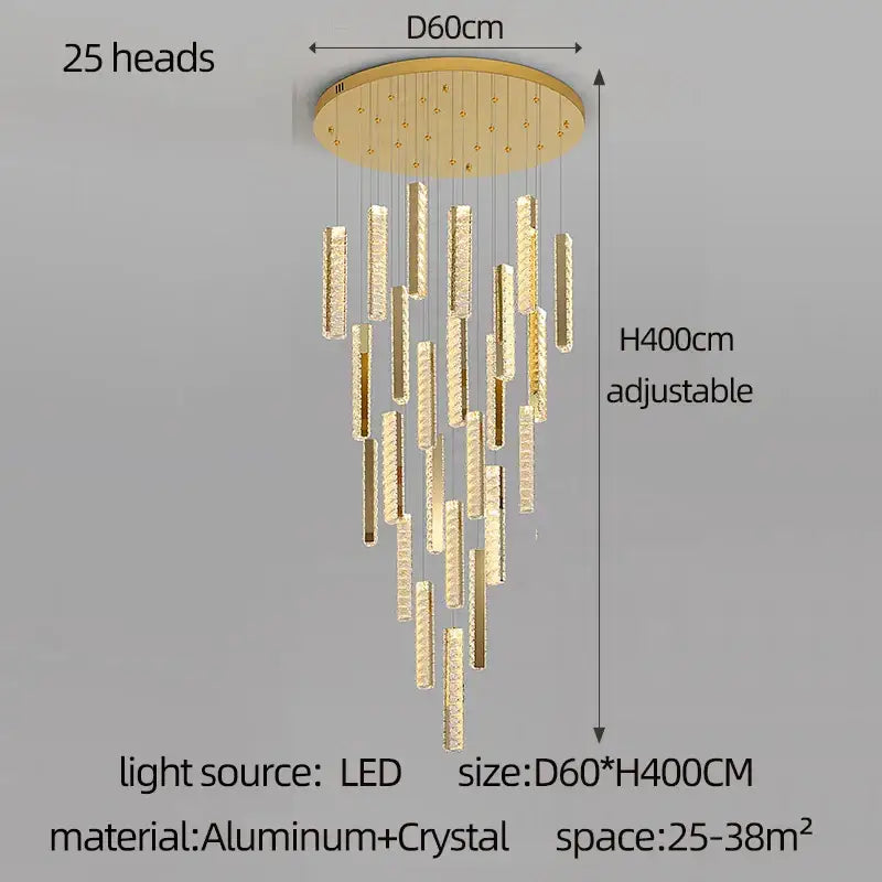 Modern golden crystal chandelier led dining room light