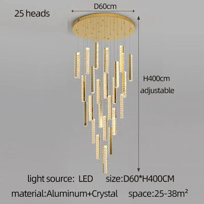 Modern golden crystal chandelier led dining room light