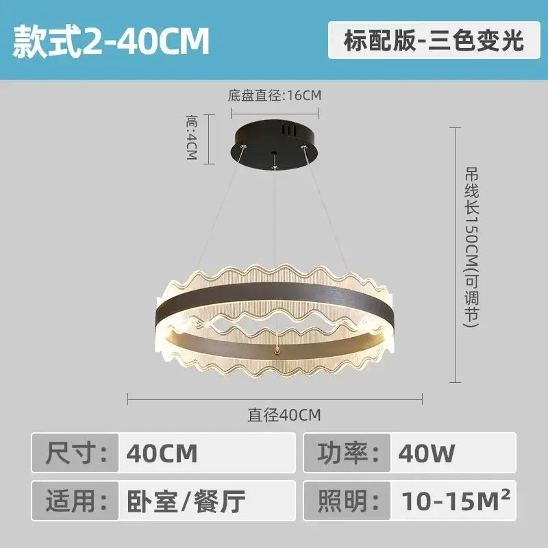 Modern black & gold crystal chandelier led pendant light living room