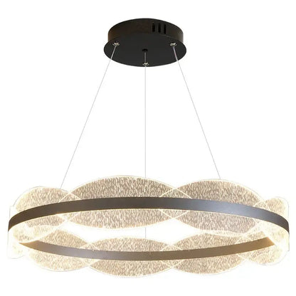 Modern black & gold crystal chandelier led pendant light living room