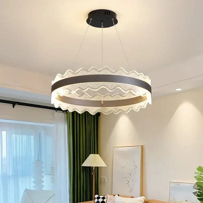 Modern black & gold crystal chandelier led pendant light living room