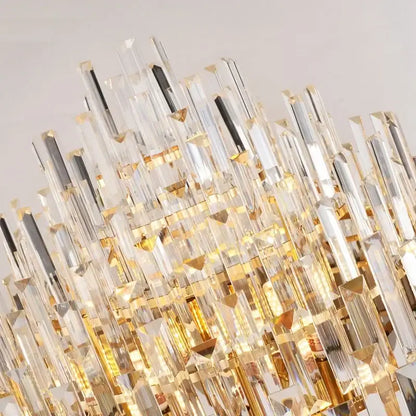 Modern gold tiered crystal chandelier living room pendant light