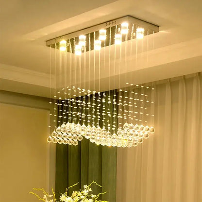 Modern crystal waterfall led pendant chandelier living room