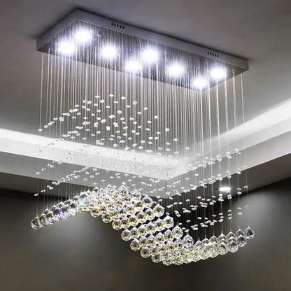 Modern crystal waterfall led pendant chandelier living room
