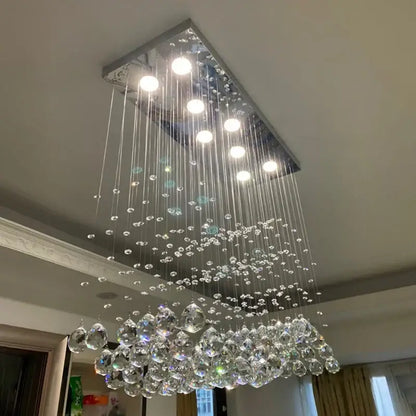 Modern crystal waterfall led pendant chandelier living room