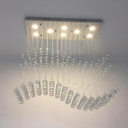 Modern crystal waterfall led pendant chandelier living room