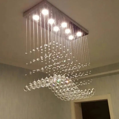 Modern crystal waterfall led pendant chandelier living room