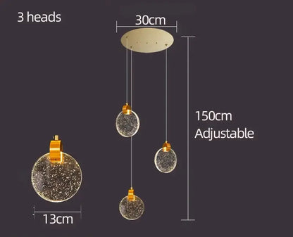 Modern gold crystal chandelier led pendant light staircase decor