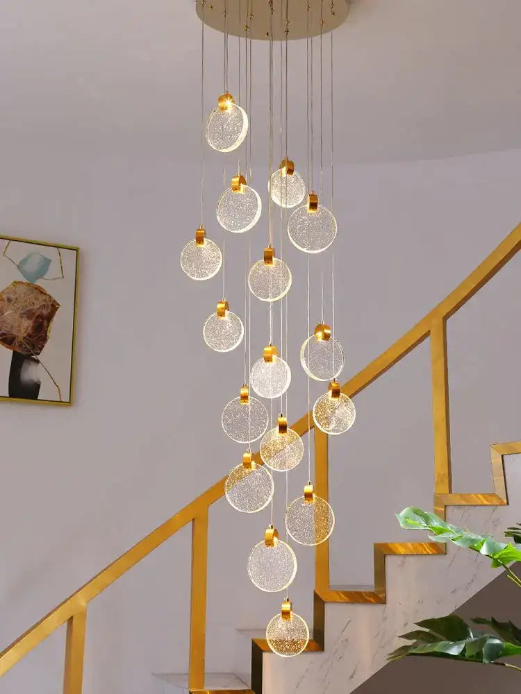 Modern gold crystal chandelier led pendant light staircase decor