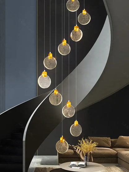 Modern gold crystal chandelier led pendant light staircase decor