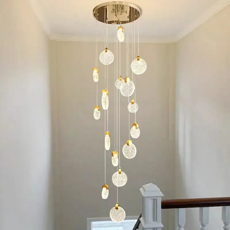 Modern gold crystal chandelier led pendant light staircase decor