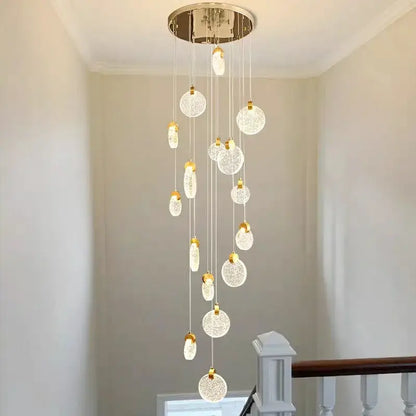 Modern gold crystal chandelier led pendant light staircase decor